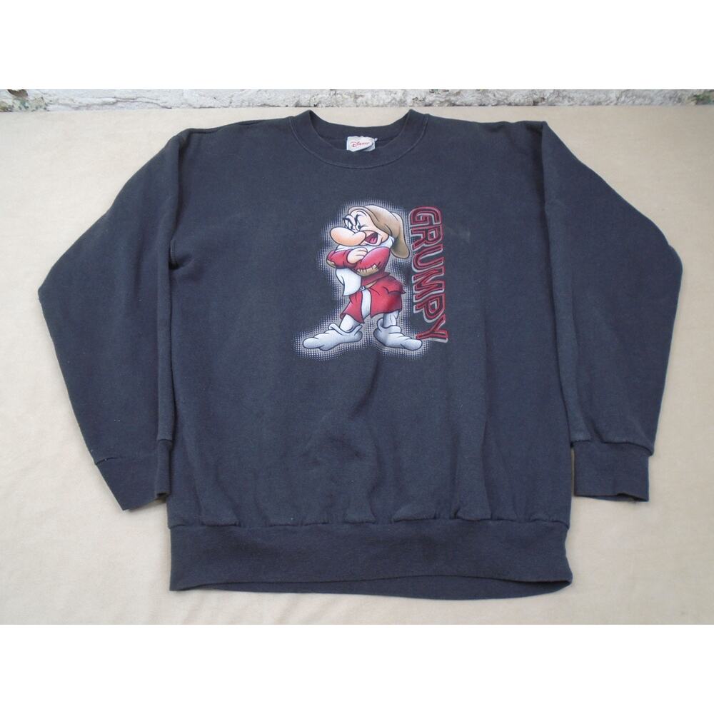 Vintage 90s Disneyland Grumpy Crewneck Sweatshirt Adult Sz Medium Black 90’s